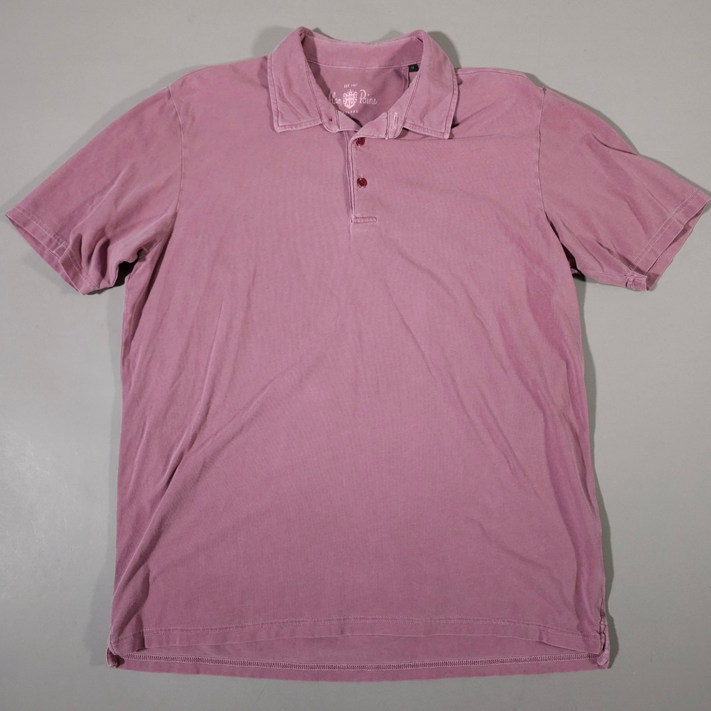 Alan Paine Polo Shirt Mens Medium‎ Pink Pima Cotton Short Sleeve Casual